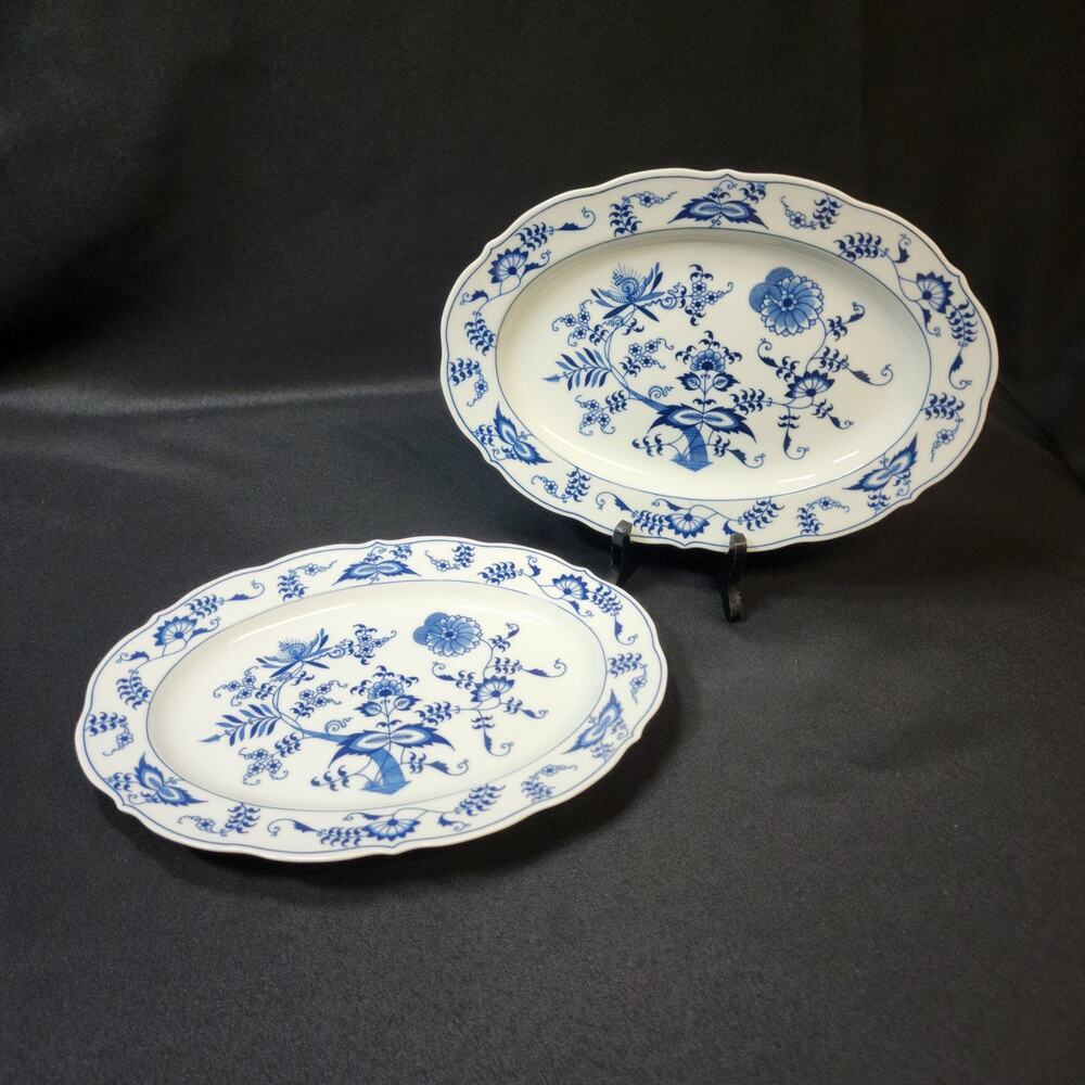 Set Of 2 Vintage Blue Danube Oval Serving Platter DISCONTINUED Onion Pattern